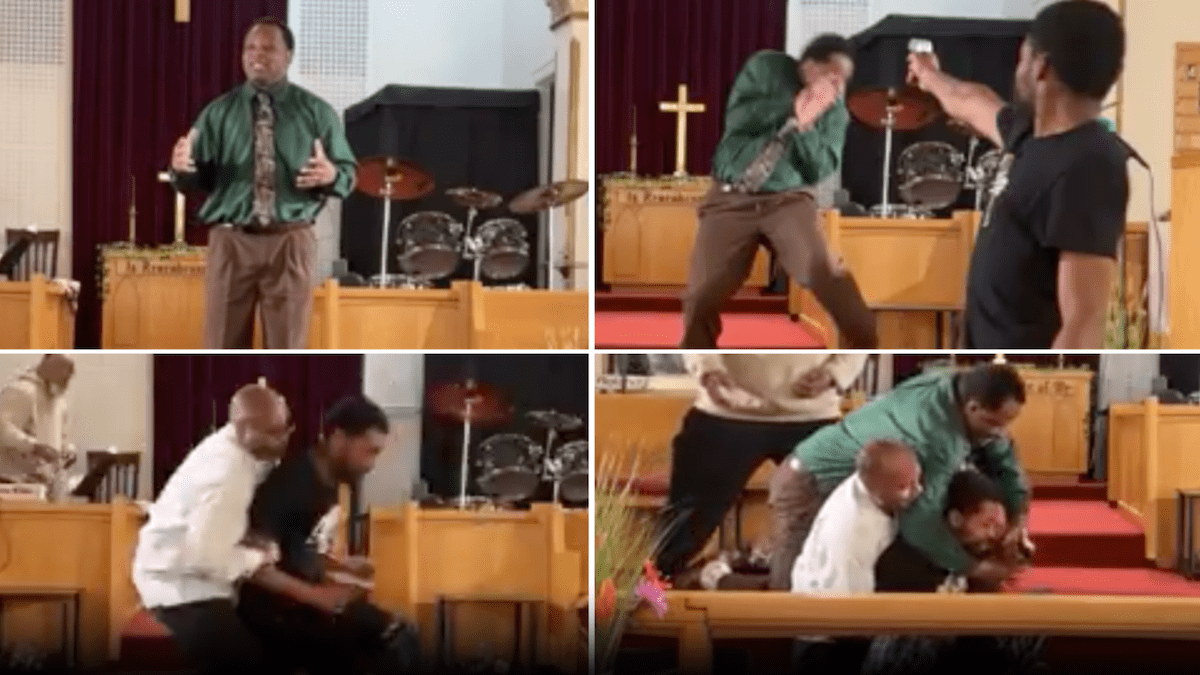 A man tries to shoot a pastor during a sermon